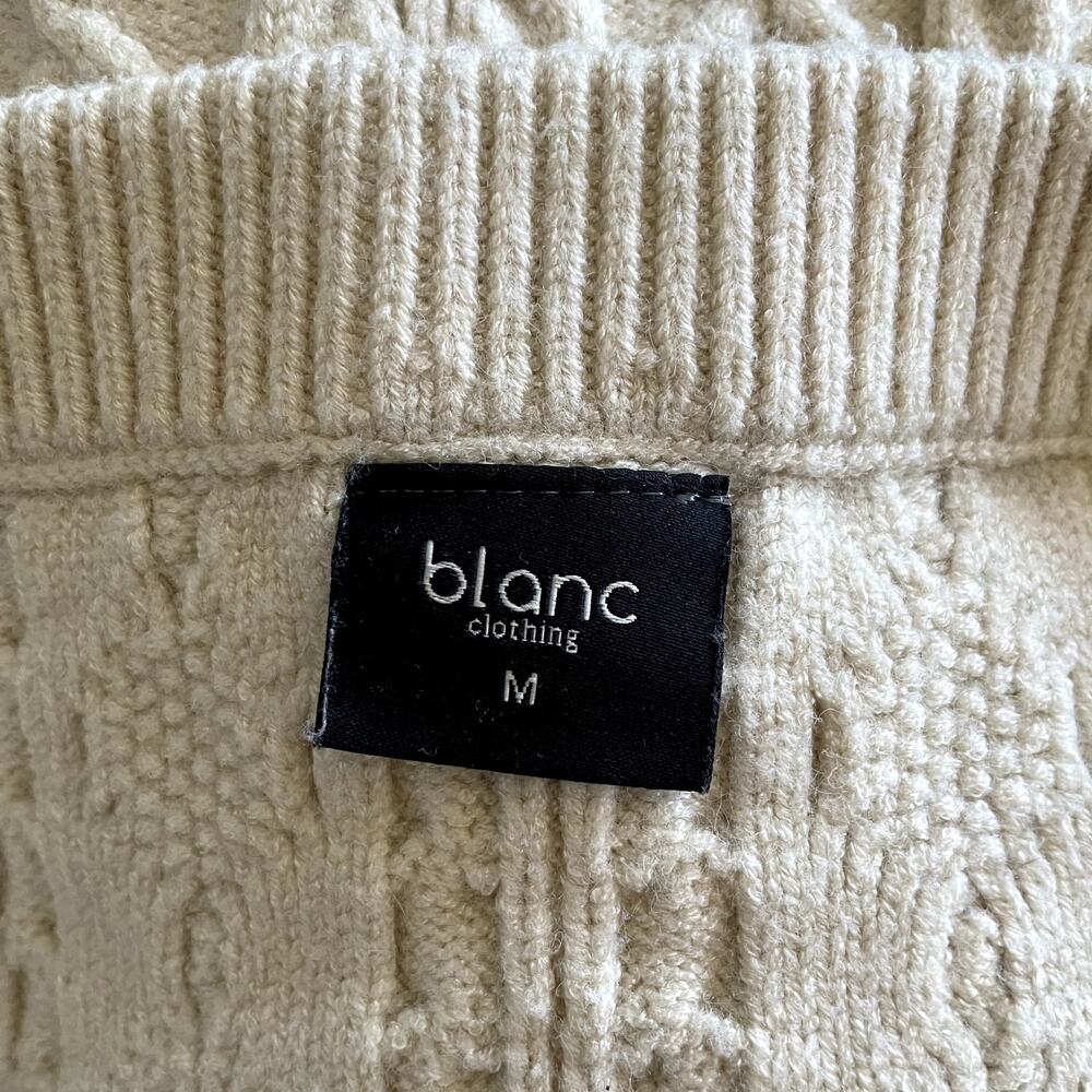 blanc Two Piece Cable Knit Cream Halter Crop Top Mini Skirt Set Size Medium - Picture 9 of 12
